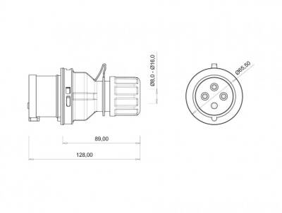 Bemis BC1-1504-2011 CEE Norm 4x16A Düz Fiş - 2