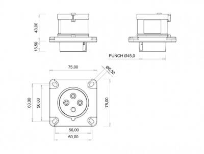 Bemis BC1-1504-2114 CEE Norm 4x16A Makine Fişi - 2