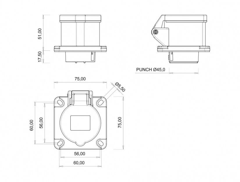Bemis BC1-1504-2413 CEE Norm 4x16A Makine Priz - 2