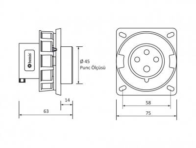 Bemis BC1-1504-7114 CEE Norm 4x16A Makine Fiş - 2