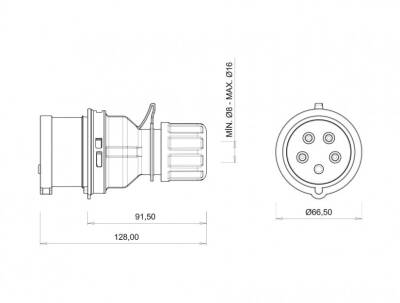 Bemis BC1-1505-2011 CEE Norm 5x16A Düz Fiş - 2