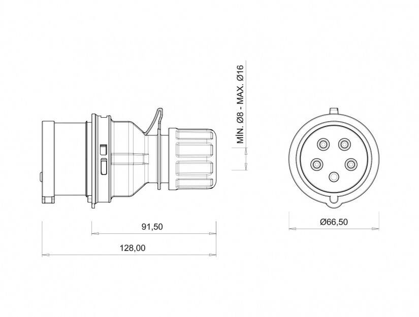 Bemis BC1-1505-2011 CEE Norm 5x16A Düz Fiş - 2