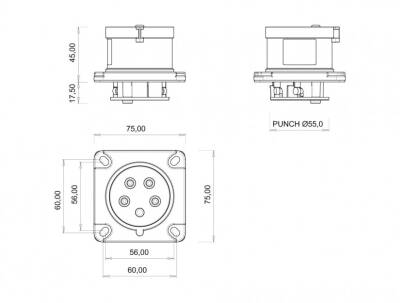 Bemis BC1-1505-2114 CEE Norm 5x16A Makine Fişi - 2