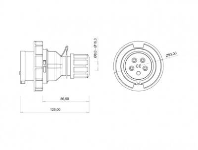 Bemis BC1-1505-7011 CEE Norm 5x16A Düz Fiş - 2