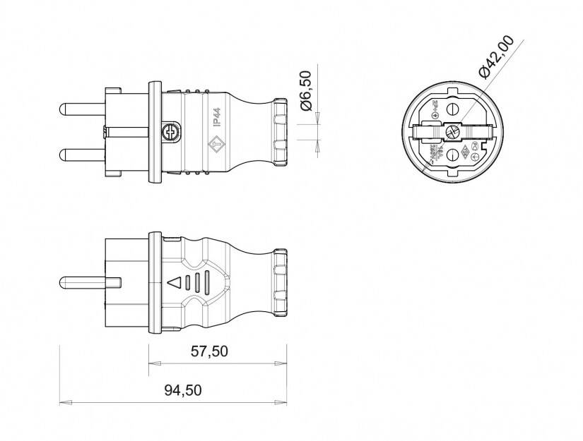 Bemis BK1-1402-2011 1/16A Kauçuk Düz Fiş - 2