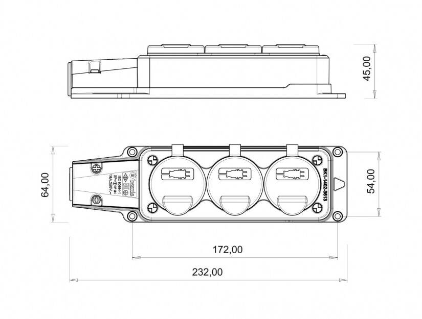Bemis BK1-1402-3613 1/16A Kauçuk Üçlü Grup Priz - 2