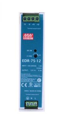 Mean Well EDR-075-12 75w 12V DC DIN Ray Montaj - 1