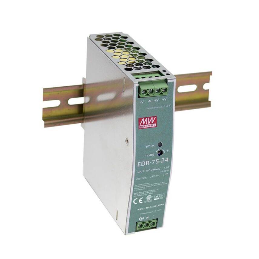 Mean Well EDR-075-24 75w 24V DC DIN Ray Montaj - 1