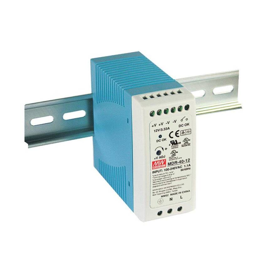 Mean Well MDR-040-12 40w 12V DC DIN Ray Montaj - 1