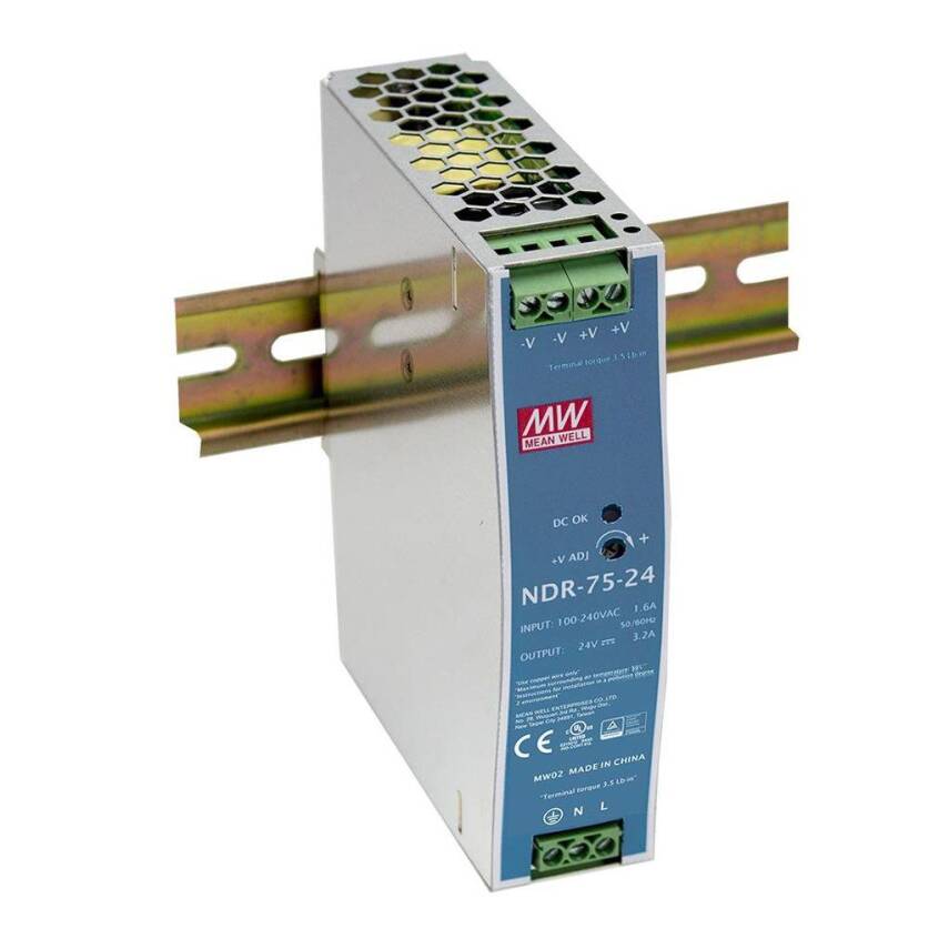 Mean Well NDR-075-24 75w 24V DC DIN Ray Montaj - 1